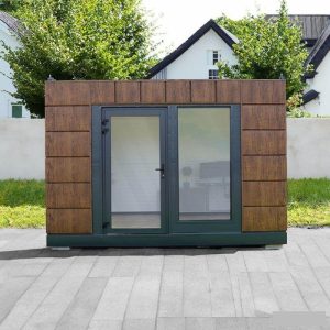 casetta da giardino ristrutturata di 12 m² – finitura in legno e antracite